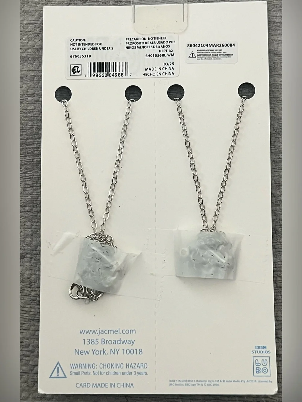Bluey Unisex Kids Sharing Necklace Set Heart Charm Cable Chain Nickel-Free